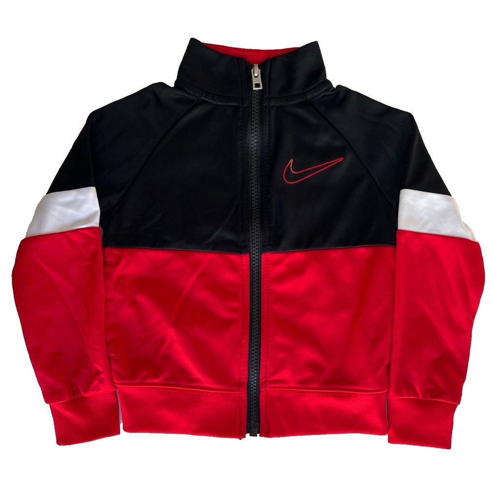 Nike Track Jacket Toddler 2T 1-2 YR Red Black White Full Zip Warm Up Sportswear